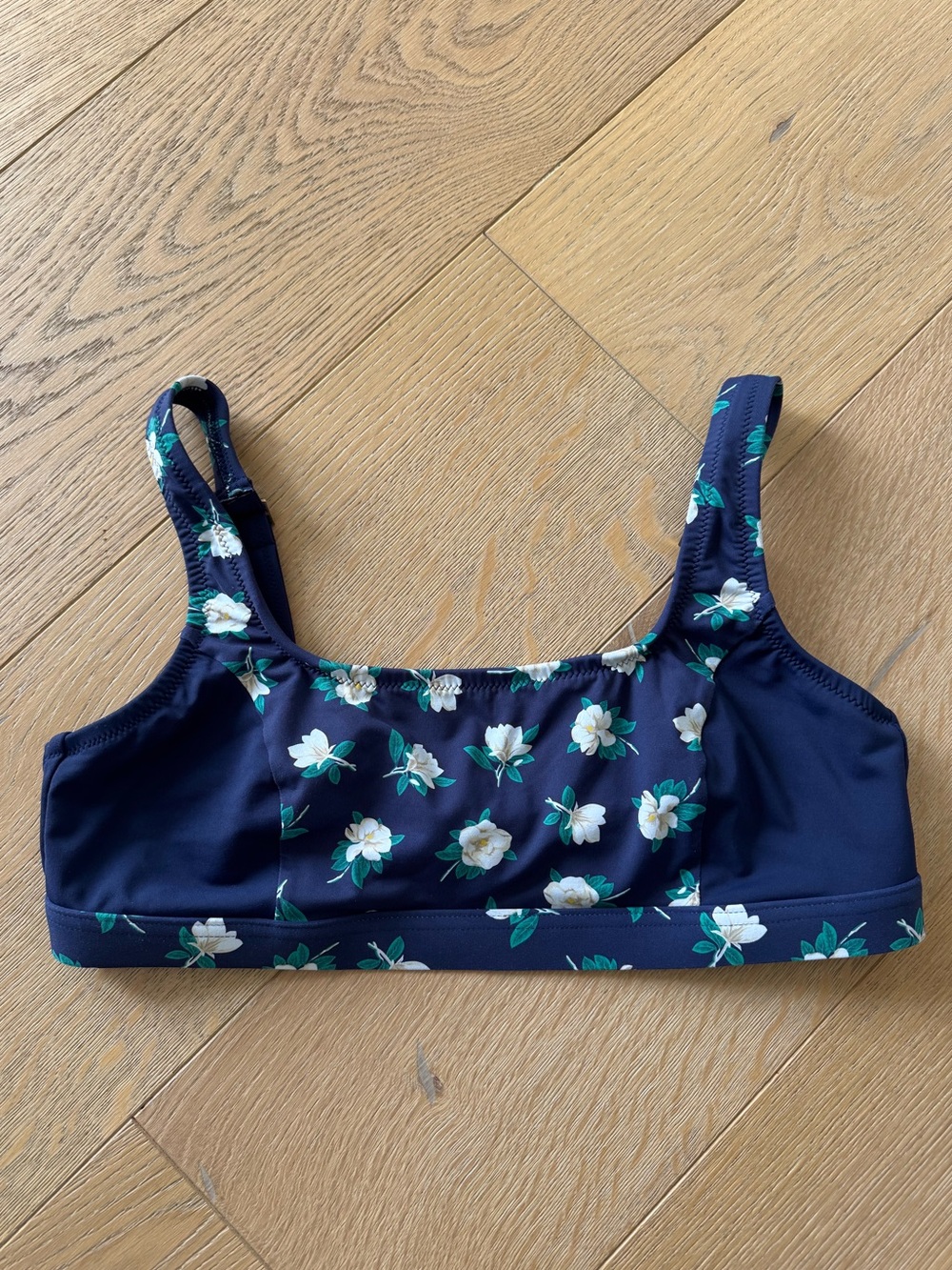 Lands End Draper James Navy Floral Swim Top Size 10